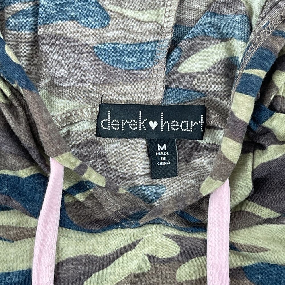 Derek Heart Womens Hoodie Green Camo Medium - Picture 4 of 8